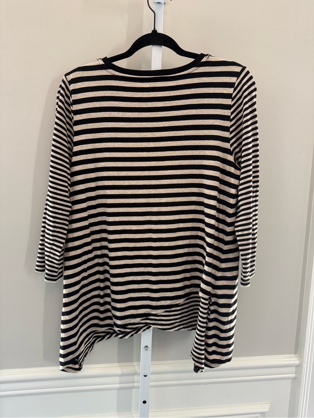 Black Cream Striped Long Sleeve Tunic Top Women’s Casual Lightweight - Picture 5 of 5